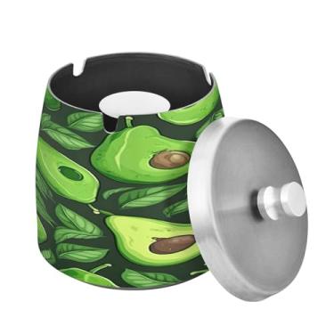 Imagem de Blueangle Cinzeiro de fatias de abacate pequeno com tampa para cigarros, à prova de vento/à prova de chuva, aço inoxidável, sem fumaça, inodoro, cinzeiro para uso interno ou externo (78)