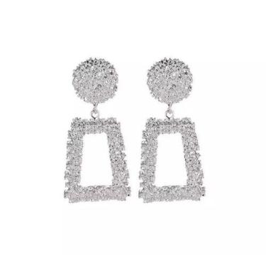 Imagem de Brinco Geométrico Retangular Circulo Detalhes Brilhante G8548 - DCXAM