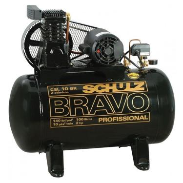 Imagem de Compressor CSL 10 BR/100L 220/380V Trifásico Bravo Preto 2HP - 92178510 - SCHULZ