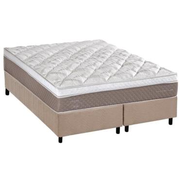 Imagem de Cama Box King: Colchão Molas Ensacadas Herval C1624 + Base Crc Suede Clean (193x203)