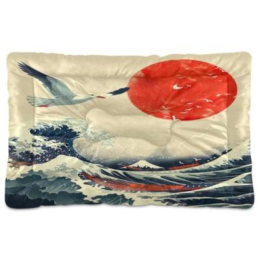 Imagem de SEHANY Cama para cães Sea Wave Cama de gato com fundo antiderrapante, cama de canil, colchão macio para animais de estimação, lavável para cães pequenos, médios e grandes, gatos, 91 x 61 cm