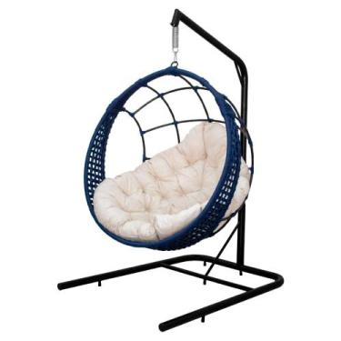 Imagem de Cadeira Balanço Ninho Suspenso em Corda Náutica Luxo com Suporte - Ace