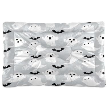 Imagem de SEHANY Cama de cachorro fantasma Halloween Boo Cama de gato com fundo antiderrapante, cama de canil, colchão macio para animais de estimação, lavável para cães pequenos, médios e grandes, gatos, 61 x