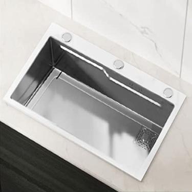 Imagem de HGTRH Lava-louças baixo balcão preto, lava-louças cozinha 1 seio e escorrer, sistema de drenagem inteligente lava-louças pequenas da INOX, nano antibacteriano lava-loiça cozinha um seio, 72 * 45 cm