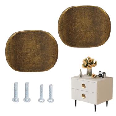 Imagem de YAFIYGI 2 maçanetas de armário vintage latão rústico ferragens antigas maçanetas sólidas para armários e puxadores de gaveta, puxador quadrado para renovação e substituição de móveis rústicos