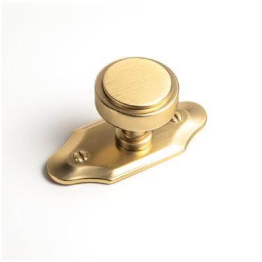 Imagem de Goo-Ki Pacote com 6 maçanetas de armário de bronze champanhe com placa traseira ferragens de cozinha de liga de zinco - Puxadores de gaveta de parafuso único/furo com espaçador