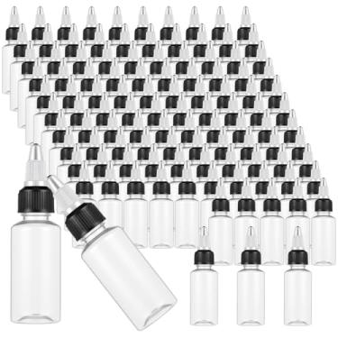 Imagem de PercyEffie 100 frascos de tempero de 30 ml, recipientes redondos vazios, plástico PET transparente com tampas giratórias para óleos, líquidos, tinta, condimentos, artesanato de tinta