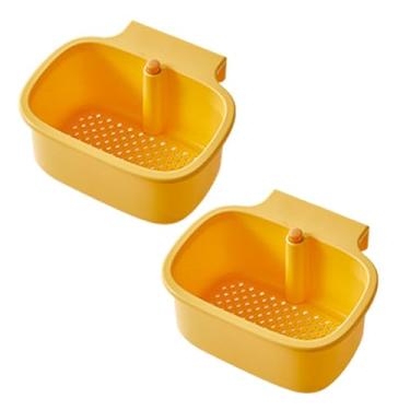 Imagem de HGTRH Coador de Pia, Torneira de drenagem de pia Cesta Botão de Pressão Torneira Pendurada para Lavar Organizador em Cozinha ABS Aço Inoxidável Amarelo 2 peças