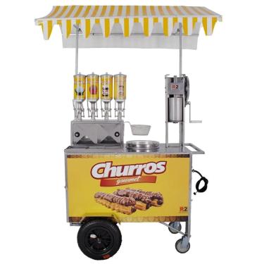 Imagem de Carrinho de Churros Gourmet R2 4 Doceiras e Masseira com Resistência 110V R0078-1