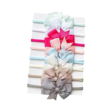 Imagem de Conjunto De Faixas De Cabelo Com Laço Para Bebê Recém-Nascido 8 Peças 