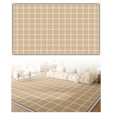 Imagem de SPXMQSS Tapetes laváveis à máquina, tapete para sala de estar, resistente à sujeira, antiderrapante e fácil de cuidar, para sala de estar, quarto, quarto de crianças, bege, verde, preto