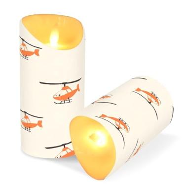 Imagem de Blueangle Pacote com 2 velas fofas de desenho animado de avião sem chama com controle remoto e temporizador, velas LED cintilantes (7,6 cm x 9,9 cm) para decoração de casa, casamento, acampamento (11)
