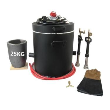 Imagem de LSMIITTH Kit De Forno Fundição Propano Grande 25 Kg (55 Libras) Com Cadinho Kg, Queimadores Forja Dupla E Reguladores Duplos, Para Metal Reciclado, Ouro, Cobre Alumínio