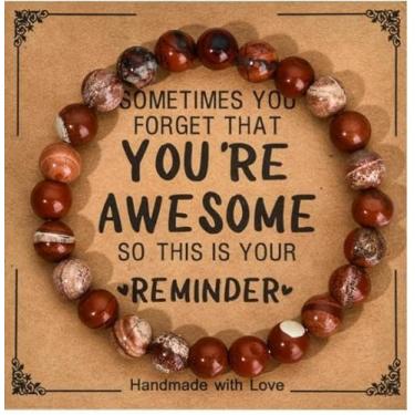 Imagem de Pulseiras de contas presentes para marido, namorado, irmão, homens, pulseira natural elástica feita à mão, pulseiras de amizade, One Size, Vidro, Sem Pedra Preciosa