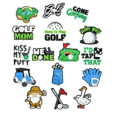 Imagem de tikono Pingentes de decoração de sapatos de bola de golfe, 16 peças de decorações DIY ABS para tamancos e sandálias, acessórios de artesanato versáteis para festas