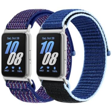 Imagem de 2 pulseiras de relógio de nylon compatíveis com Samsung Galaxy Fit 3, pulseiras de substituição de nylon esportivas macias, respiráveis e ajustáveis, para Galaxy Fit3 SM-R390, para mulheres e homens