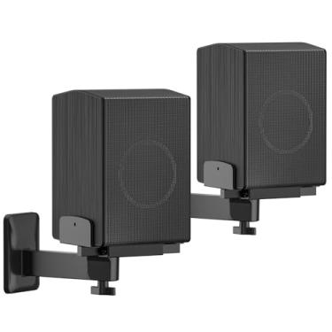 Imagem de Yibracki Suportes de alto-falante ajustáveis para a maioria dos alto-falantes de estante - Suportes de parede de alto-falante de fixação dupla lateral para alto-falantes Klipsch, Bose, Edifier, Yamaha