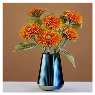 Imagem de Flores Artificiais Simulação Buquê de Girassol Flores Falsas Ornamentos Flores Artificiais Mesa de Jantar Adereços Flores Sol Flores Sala de Estar Varanda Decoração Flores Falsas