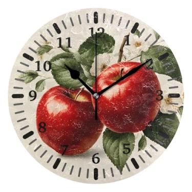 Imagem de CEBUGI Relógio de parede com frutas vermelhas, operado por bateria, relógios de parede silenciosos sem tique-taque para cozinha, banheiro, quarto, escritório, decoração 25,4 cm