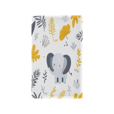 Imagem de Wassud Placa de cobertura para interruptor de luz, elefante fofo com palmas, capas decorativas de tomada para tomadas elétricas, em branco, 12 x 7 cm