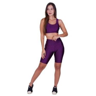 Imagem de Conjunto Fitness de Academia Top com Bojo Removível e Bermuda 3D Adulto Feminino Terra e Mar-Feminino