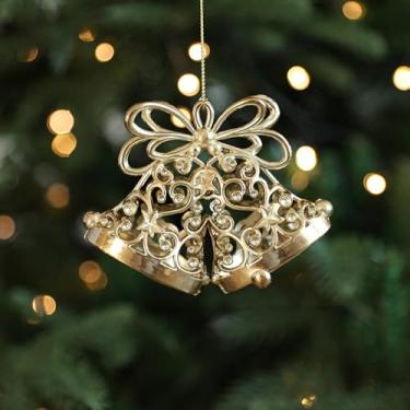 Imagem de Enfeite de árvore de Natal dourado criativo, floco de neve de anjo, libélula, decoração decorativa para lembrancinhas de festivais (estilo 5)