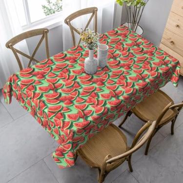 Imagem de ZTPOWQA Toalha de mesa de jantar com estampa de melancia madura, 99 x 139 cm, retangular, impermeável, reutilizável, festa de jantar
