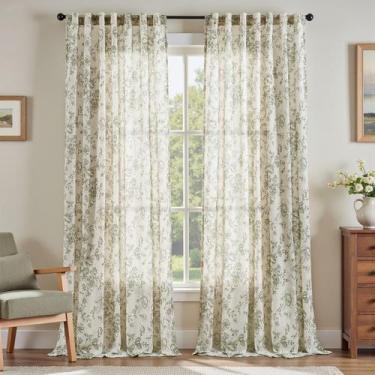 Imagem de Cortina jinchan Linen Blend Floral 244x157 cm 2 painéis
