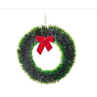 Imagem de Guirlanda de Natal 30cm/40cm Enfeite de Porta Natalino Decoração Festiva com Neve Opcional(Guirlanda sem Nevada P)