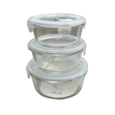 Imagem de Pote Hermético de Vidro, 650ml, Transparente, Tampa com Vedação de Silicone, 16cm Diâmetro x 7cm Altura, para Armazenamento de Alimentos