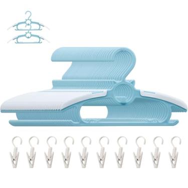 Imagem de Gencuoir 50 cabides azuis para bebês, antiderrapantes e extensíveis, cabides para roupas recém-nascidas, cabides ajustáveis de 28 a 35 cm para meninas, meninos, crianças e crianças.