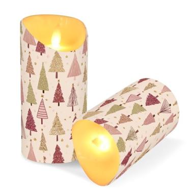 Imagem de ATTX Pacote com 2 velas de árvore de Natal sem chamas – Velas LED de 7,6 cm x 15 cm com controle remoto e temporizador para casa, casamento, decoração de acampamento #198