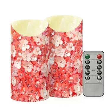 Imagem de Wassud Velas sem chama com padrão de lantejoulas de flores com controle remoto, velas realistas cintilantes com temporizador, velas decorativas para Natal, casamento, festa, decoração de casa média