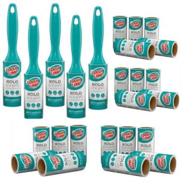 Imagem de Kit Tira Pelos 5 Unidades + 20 Refis Adesivos com 30 Folhas para Roupa