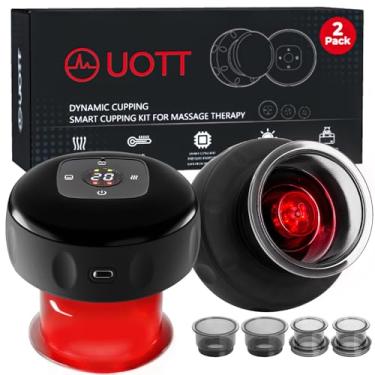 Imagem de UOTT Kit de ventosas original de 20 níveis para massagem terapêutica, 2 peças, conjunto de ventosas dinâmicas inteligentes 5 em 1 com terapia de luz vermelha e penetra calor para alívio da dor, nós