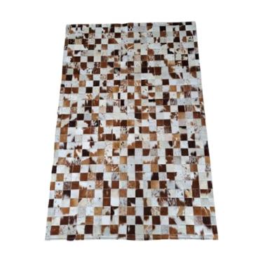 Imagem de Tapete de Couro Natural Vaca 2,00 x 1,50m (Vermelho Branco Malhado)