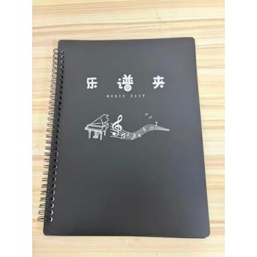 Imagem de Pasta de partitura, pasta de música, organizador de fichário espiral premium para partituras, resistente, dupla face, gravável, 40 páginas, para tamanho carta (21,5 x 28 cm)
