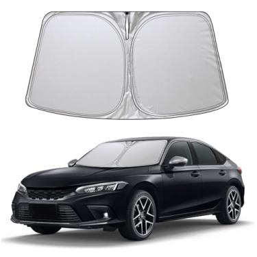 Imagem de Guarda-sol dobrável WODSTA cobertura total pára-brisas adequado para Honda Civic 2022-2025 4 camadas espessadas viseira de janela 240T poliéster para-brisa sombra adequada para Honda Civic acessórios