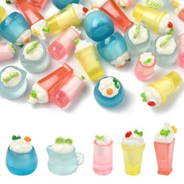 Imagem de Stiesy Conjunto de 30 peças colecionáveis de decoração de bebidas realistas, miniaturas de coquetel de resina para exibição de prateleira de bar, decoração de escritório em casa, estilo misto