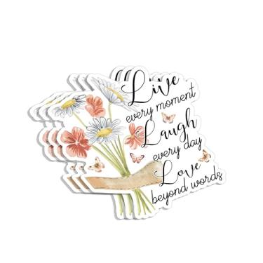 Imagem de (3 peças) Live Every Moment Laugh Every Day Love Beyond Words Adesivo Significativo Inspirador Sayings Motivational Growth Mindset Vinil Decalques para Laptop Kindle Garrafas de Água Livros - 7 x 7 cm