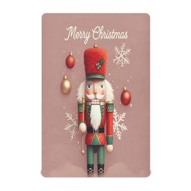 Imagem de JUZIHAI Lençol com elástico para berço 99 x 68,5 cm, chapéu vermelho com quebra-nozes de Natal, macio, respirável, elástico para meninos e meninas, lençol de brincar para berço padrão e cama de