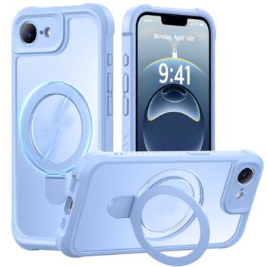 Imagem de MOCCA Capa projetada para iPhone 16e com suporte magnético invisível [proteção total da câmera] [compatível com Magsafe] Capa para celular à prova de choque translúcida fosca à prova de choque de 6,1