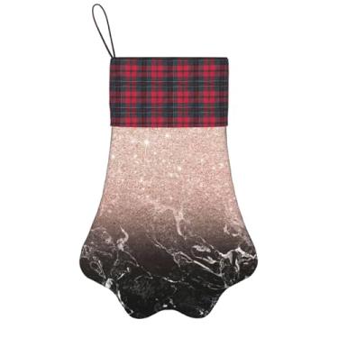 Imagem de SKKNT Meias de Natal com estampa de ouro rosa em mármore, animais de estimação, decoração de Natal, cães, gatos, árvore, presente conveniente