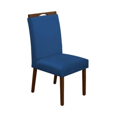 Imagem de Cadeira Mesa De Jantar Madeira Maciça Veludo Premium Heloísa Azul Mel