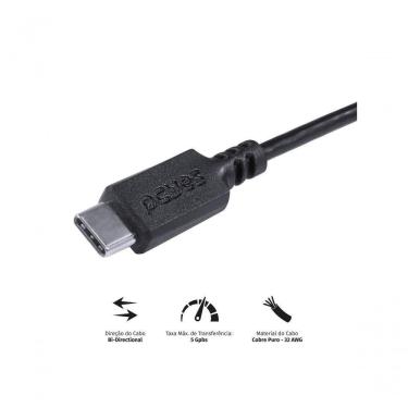 Imagem de Cabo Para Hd Externo Usb Tipo C Para Micro Usb B 3.0 1 Metro Preto - P3ucmbp-1