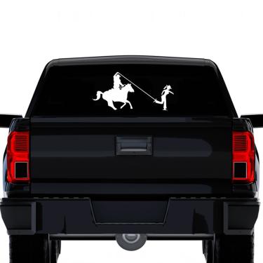 Imagem de Adesivo Cavalo Cowboy Laço Mulher Casal Country Sertanejo Branco Branco