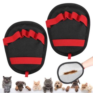 Imagem de Pacote com 2 luvas de remoção de pelos de animais de estimação, luva eletrostática mágica para cães e gatos, luvas de cuidados reutilizáveis, ferramenta de remoção de pelos de cães com design de 5