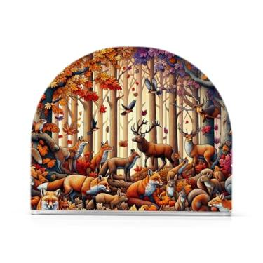 Imagem de Porta-guardanapos de coquetel de acrílico para animais da floresta de outono, porta-guardanapos para guardanapos de papel, porta-guardanapos de bar para guardanapos de coquetel de papel de jantar