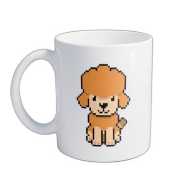 Imagem de Caneca Xícara de Café Porcelana 300ml Pixel Art Poodle Retrô
