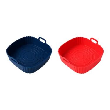 Imagem de Formas De Silicone Air Fryer Quadrada Cesto Grande Fritadeira Elétrica Antiaderente(3,Sortido)